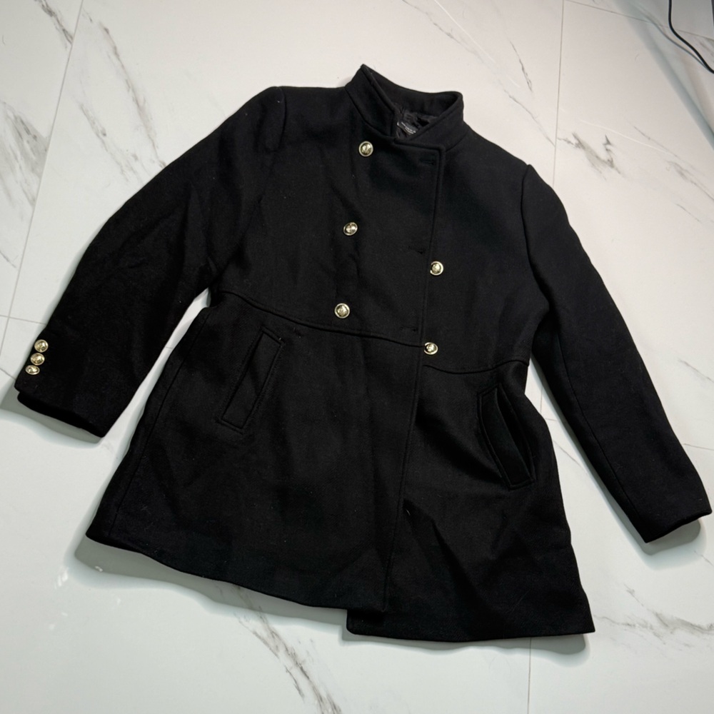 Zara Black Pea Coat with Gold Buttons